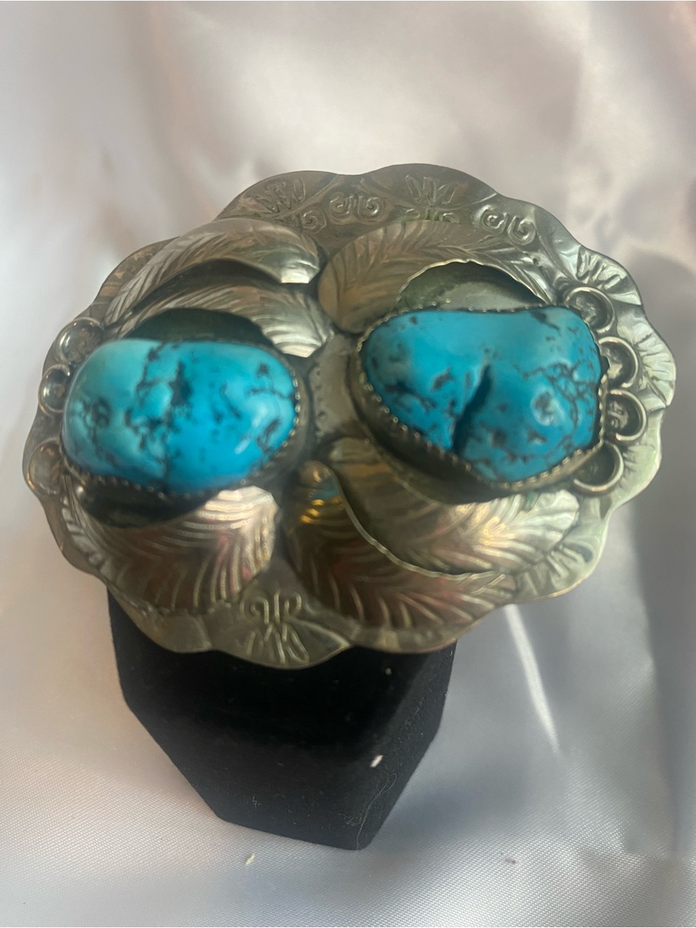 Vintage Turquoise Concho Belt Buckle - Bright Blue Stones